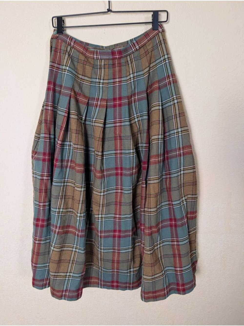 Vtg Pendleton Midi Skirt womans 12 Green Brown Tartan Plaid Wool academia 90s